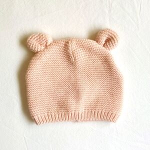 joe fresh blush pink knit baby bear hat
